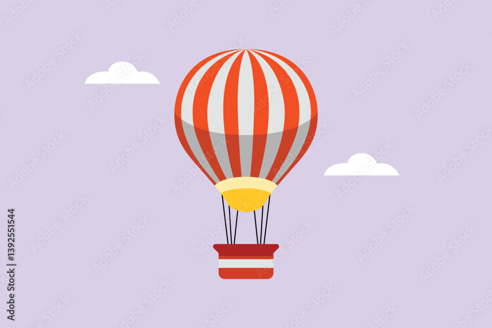Fototapeta premium Hot air balloon transportation. Air transport Concept. Colored flat vector illustration isolated