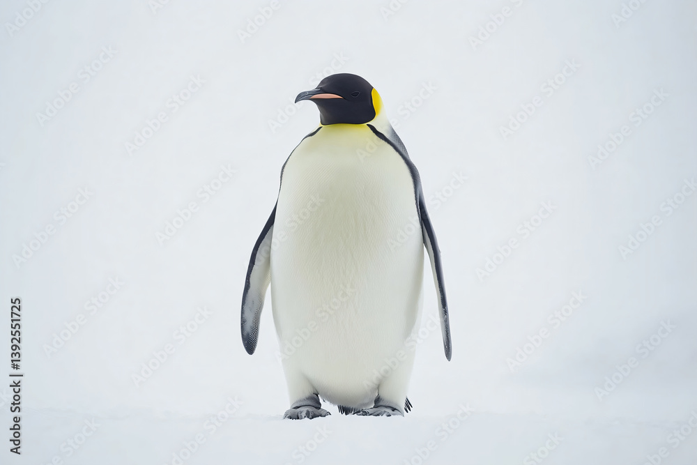 Fototapeta premium a penguin standing in the snow with its head turned
