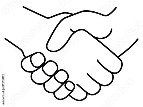 Handshake Vector Icon, Minimalist Handshake Icon, Handshake Line Art, Black and White Handshake Line Art