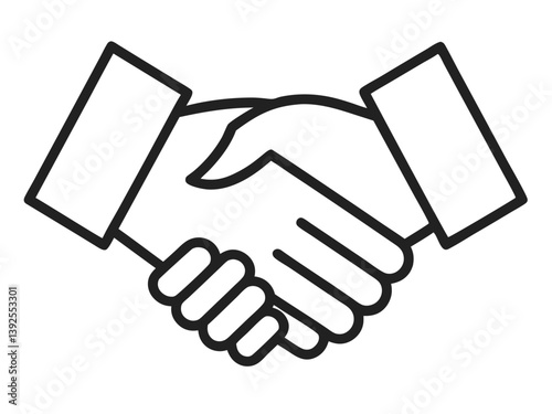 Corporate Deal Handshake. Black Silhouette on White. Successful Deal Handshake Outline