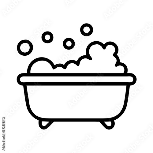 Bathtub with bubbles vector icon illustration for bathroom design and relaxation spa day concept use 