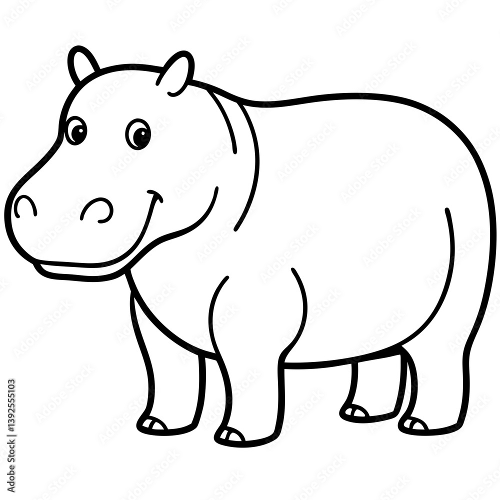 Fototapeta premium Simple Hippo Vector Design in One Line