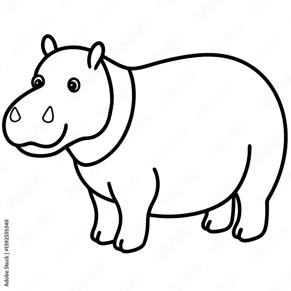 Fototapeta premium Simple Hippo Vector Design in One Line