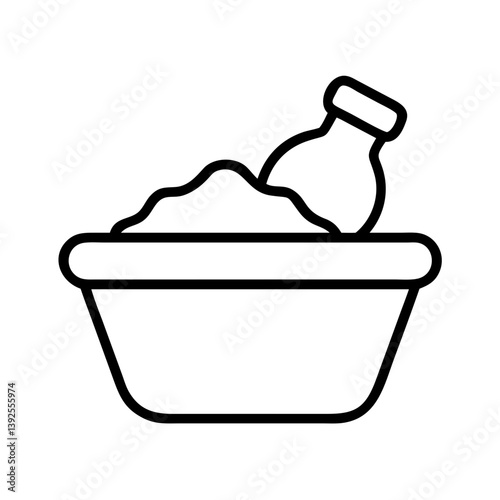 Shaving cream bowl with brush vector icon illustration for barber shop and grooming products design use
