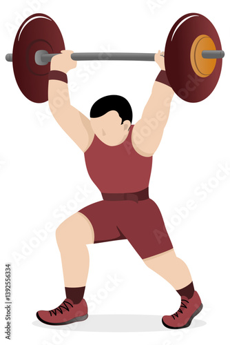 Weightlifter Executing Barbell Lift , Perfect for Strength Training Promotions and Fitness Articles