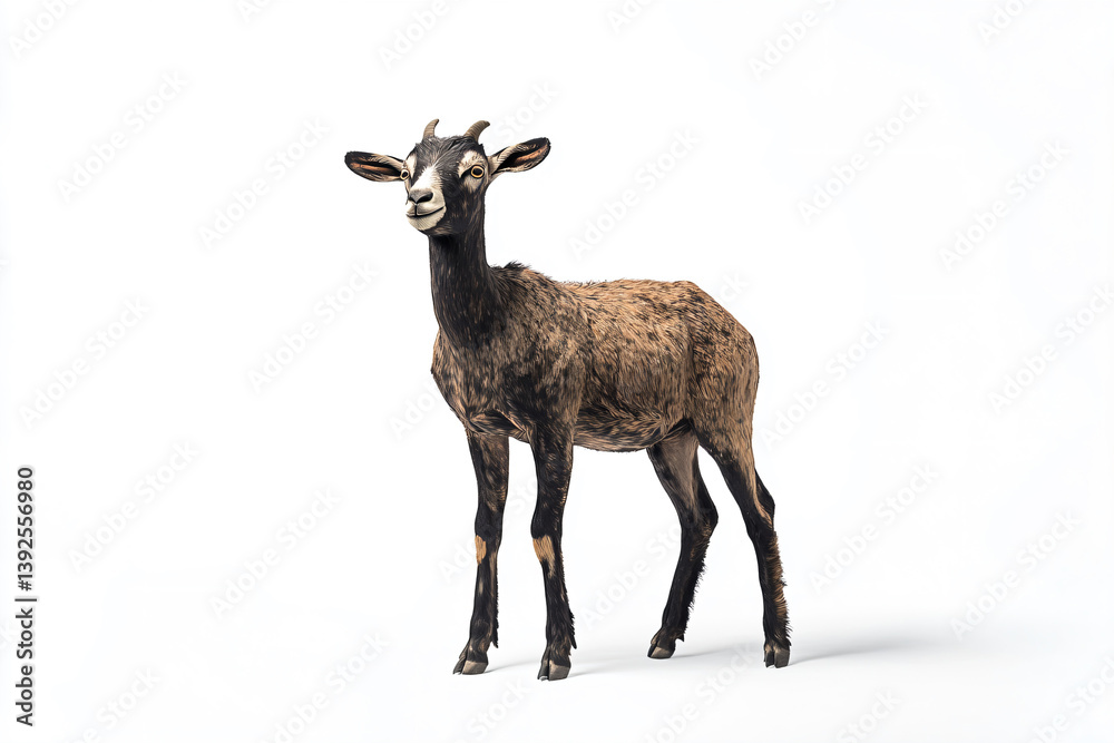 Fototapeta premium a goat standing on a white surface with a white background