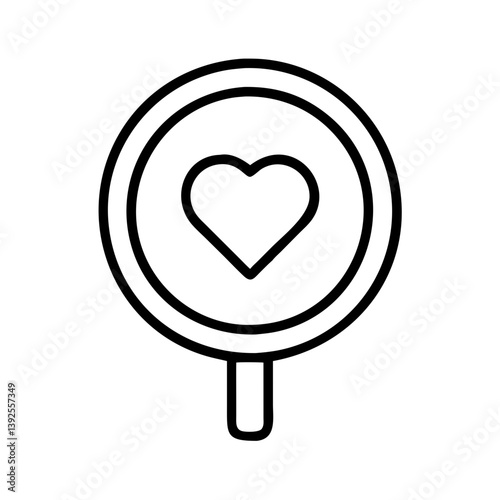 Heart magnifying glass icon symbol for love search and finding love concept vector graphic design element