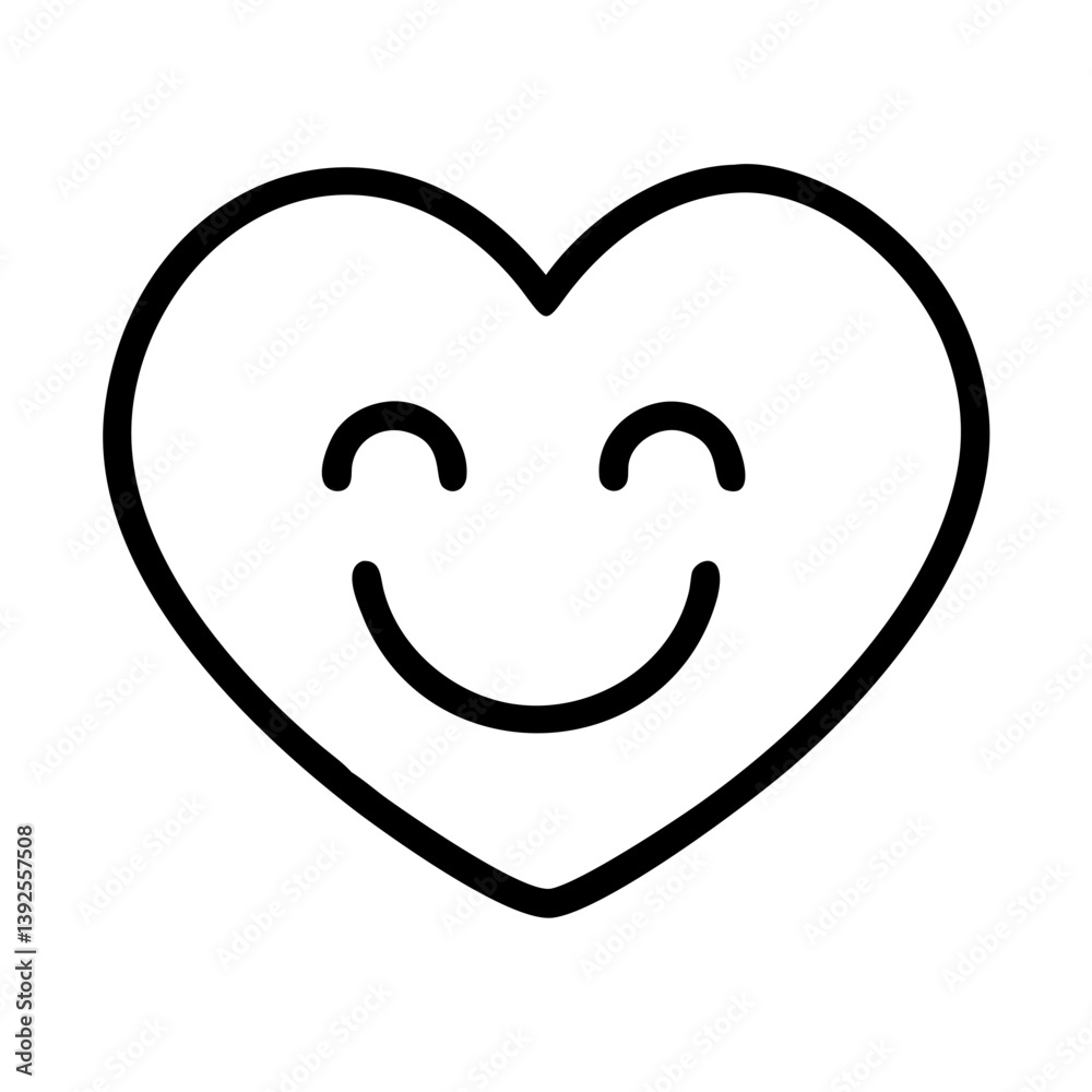 Heart shaped smiley face outline vector icon for love and happiness related designs and illustrations use case Heart shaped smiley face outline vector icon for love and happiness related designs and illustrations use case