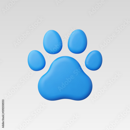 3d Realistic Paw print Icon Vector Illustration