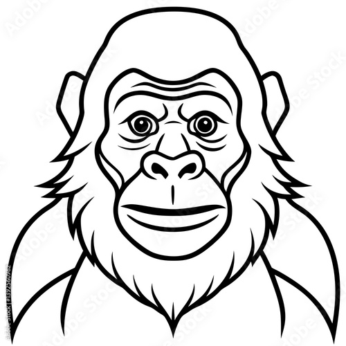 Simple Orangutan Outline Vector Illustration