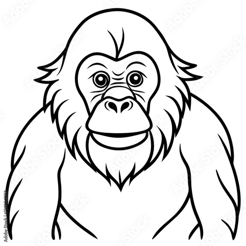 Simple Orangutan Outline Vector Illustration