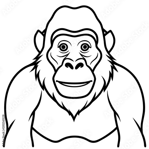 Simple Orangutan Outline Vector Illustration