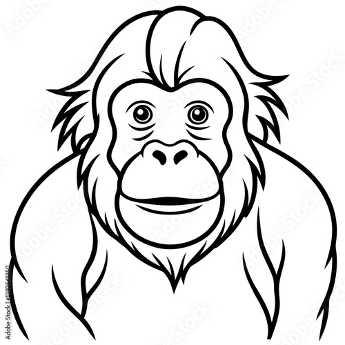 Simple Orangutan Outline Vector Illustration