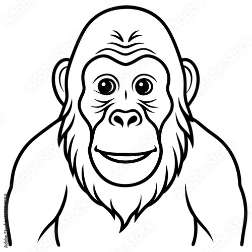 Simple Orangutan Outline Vector Illustration