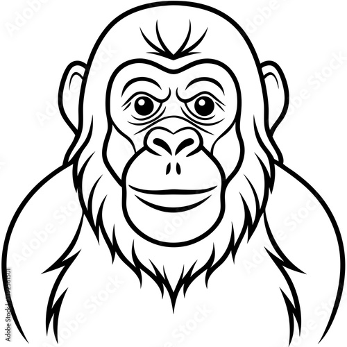 Simple Orangutan Outline Vector Illustration
