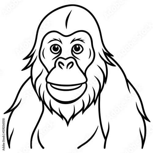 Simple Orangutan Outline Vector Illustration