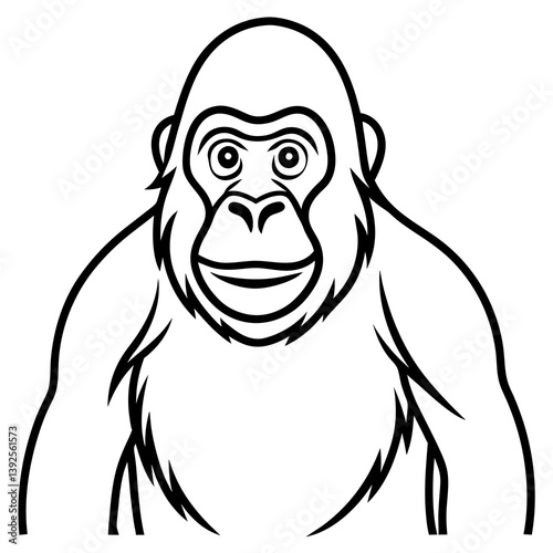 Simple Orangutan Outline Vector Illustration