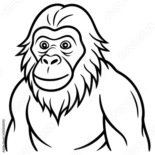 Simple Orangutan Outline Vector Illustration