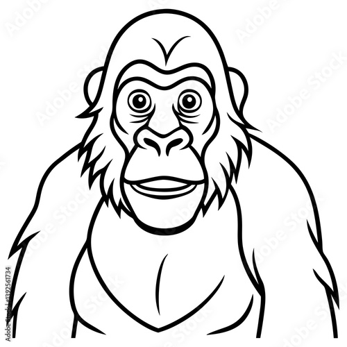 Simple Orangutan Outline Vector Illustration