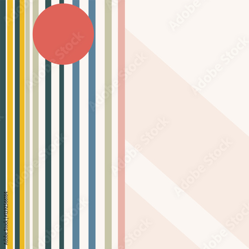 Colorful Abstract Geometric Background with Lines and Circle Vector Illustration