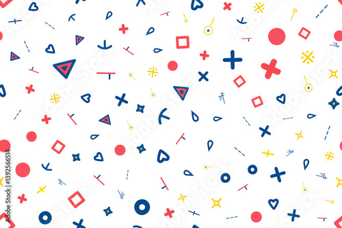 Seamless Abstract Background with Different Geometric Objects Vector Illustration