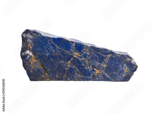 Lapis lazuli stone with a striking blue hue and golden flecks, showcasing its natural beauty and texture. Crystal Gem Concept.