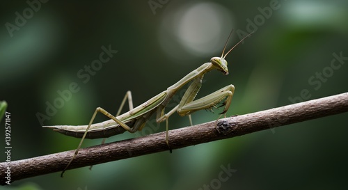 praying mantis on a green leaf