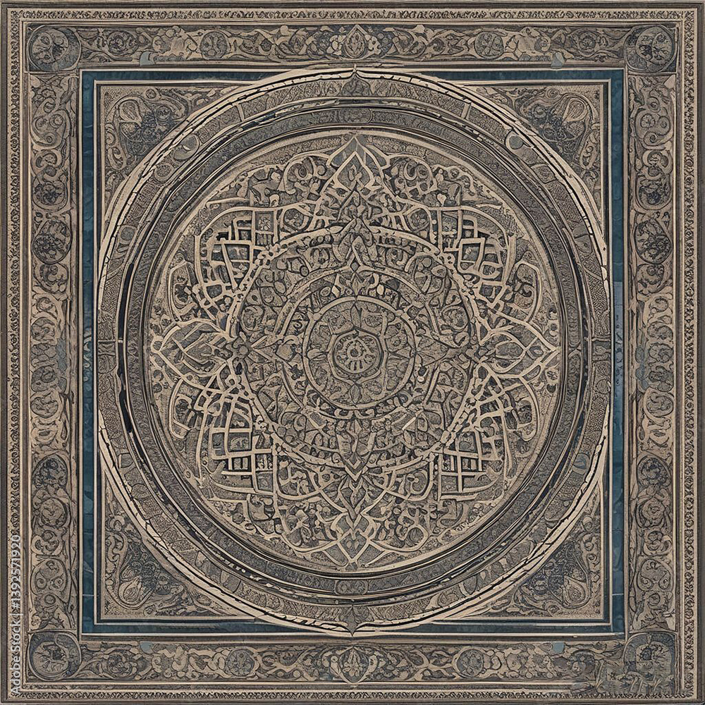 Obraz premium Intricate Islamic Geometric Pattern with Ornamental Mandala Design