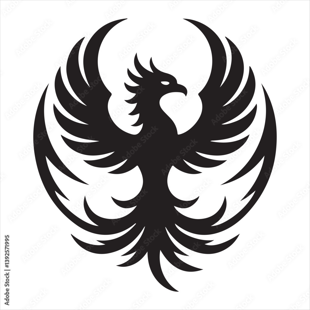 Obraz premium phoenix bird silhouette vector illustration on white background