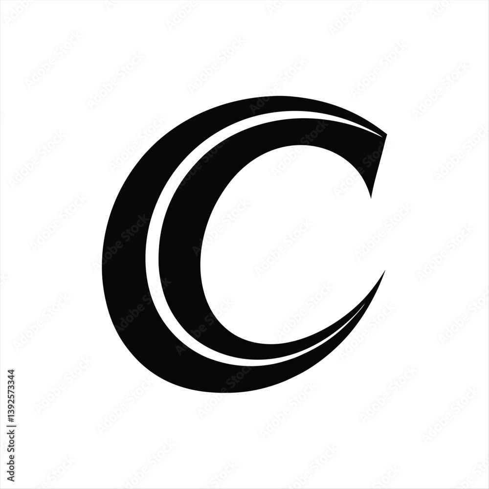 Flat Design Letter C Logo with Clean Lines Flat Design Letter C Logo with Clean Lines