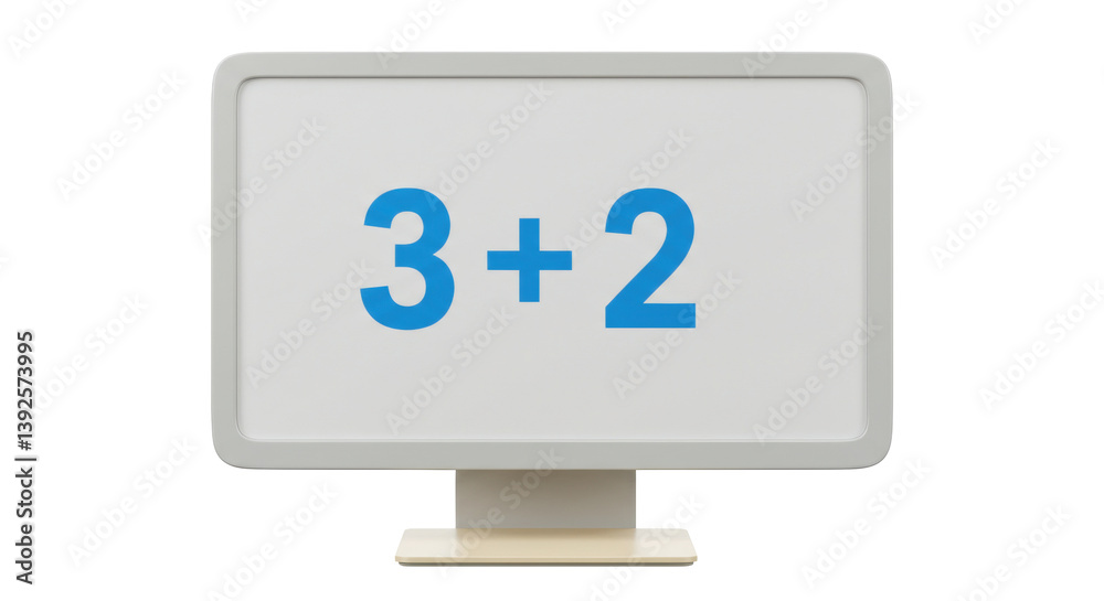 Isolated White Screen with Simple Addition Equation Isolated White Screen with Simple Addition Equation