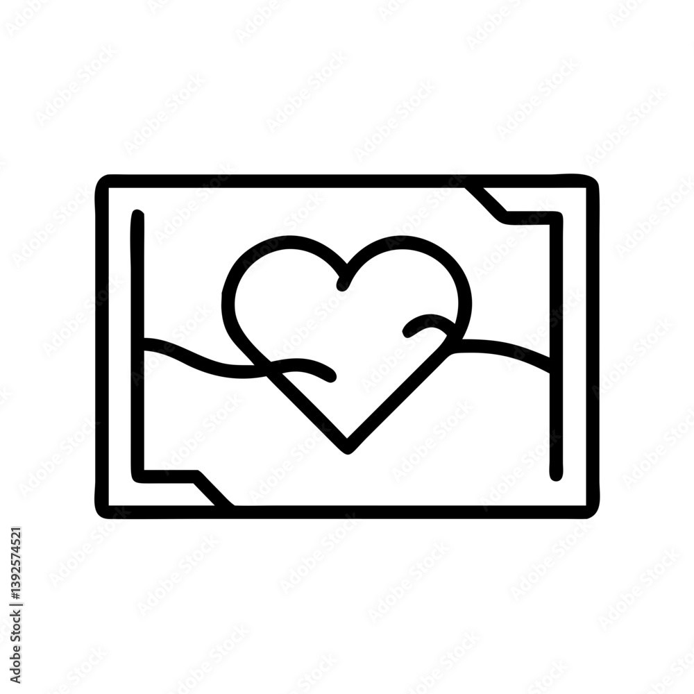 Love Heart Illustration in Minimalist Style on White Background Love Heart Illustration in Minimalist Style on White Background