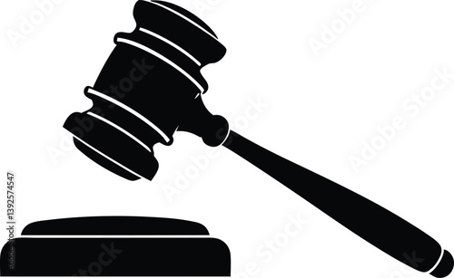 Justice Hammer Silhouette,Judge's Gavel icon clip art
