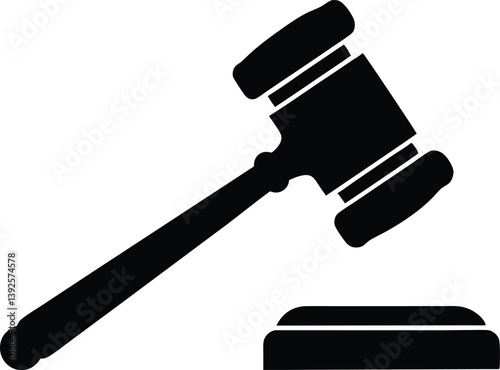 Justice Hammer Silhouette,Judge's Gavel icon clip art