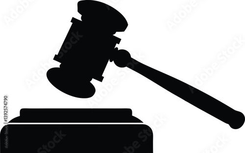 Justice Hammer Silhouette,Judge's Gavel icon clip art
