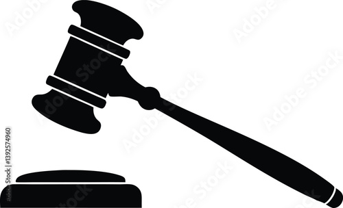 Justice Hammer Silhouette,Judge's Gavel icon clip art