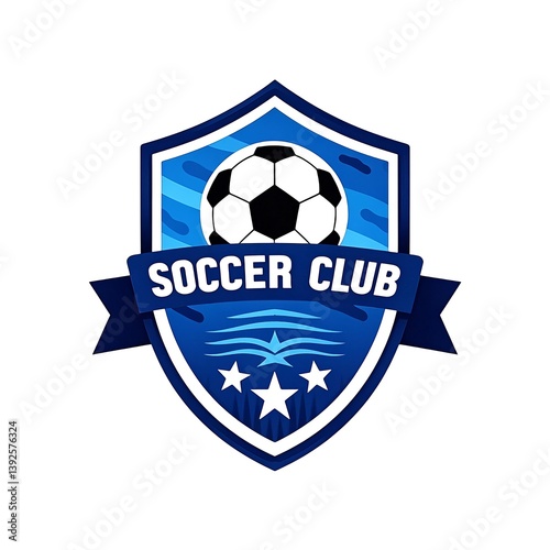 Blue Soccer Club Logo with Ball and Star