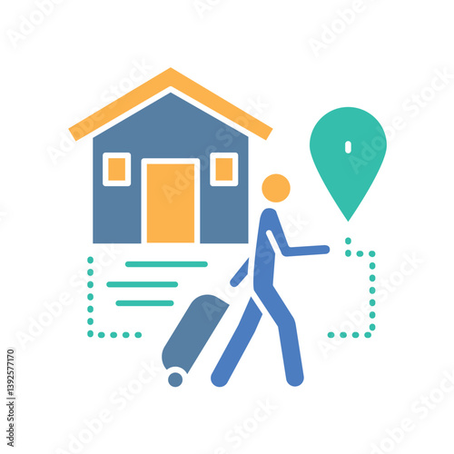 cross-border migration color flat icon for digital and print projects.