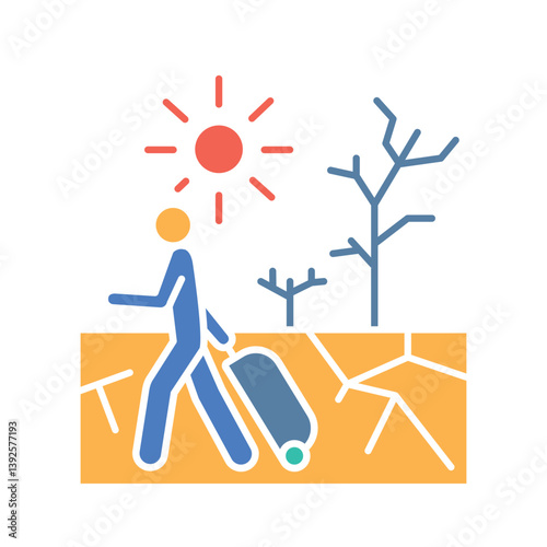 climate migration black line icon.