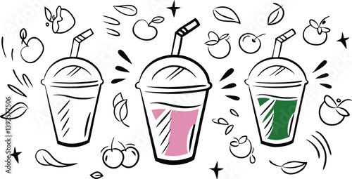 Refreshing Fruit Smoothies Apple, Cherry, and Berry Delight