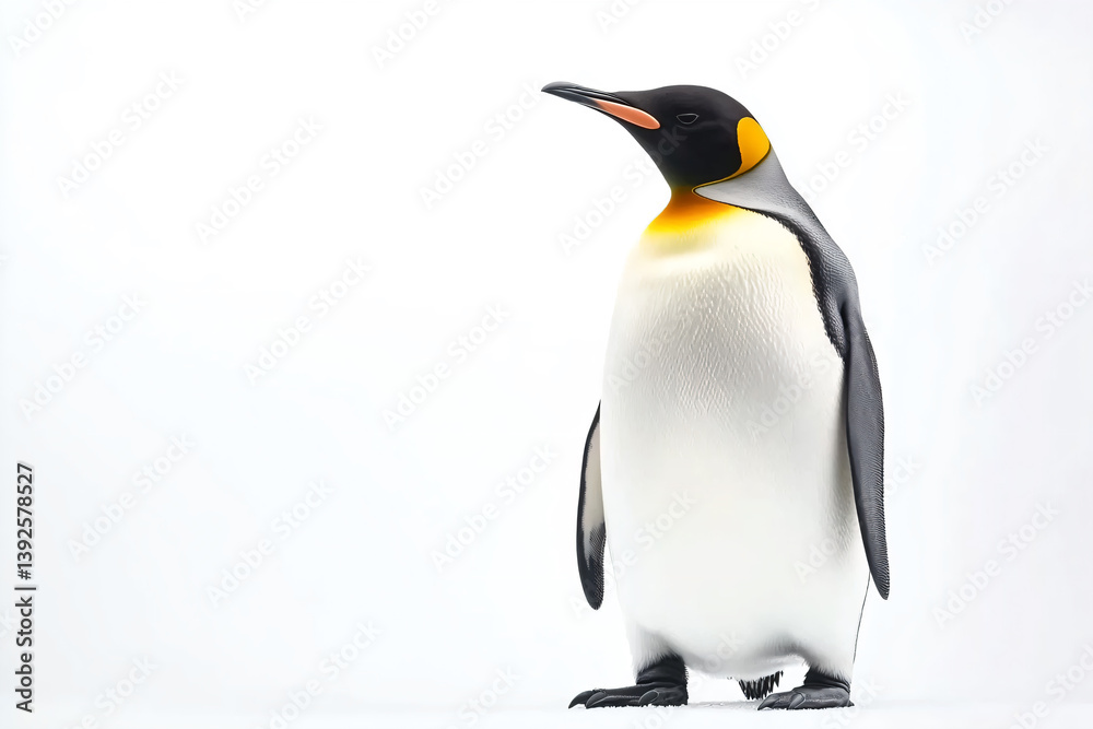 Obraz premium a penguin standing on a white surface with a white background