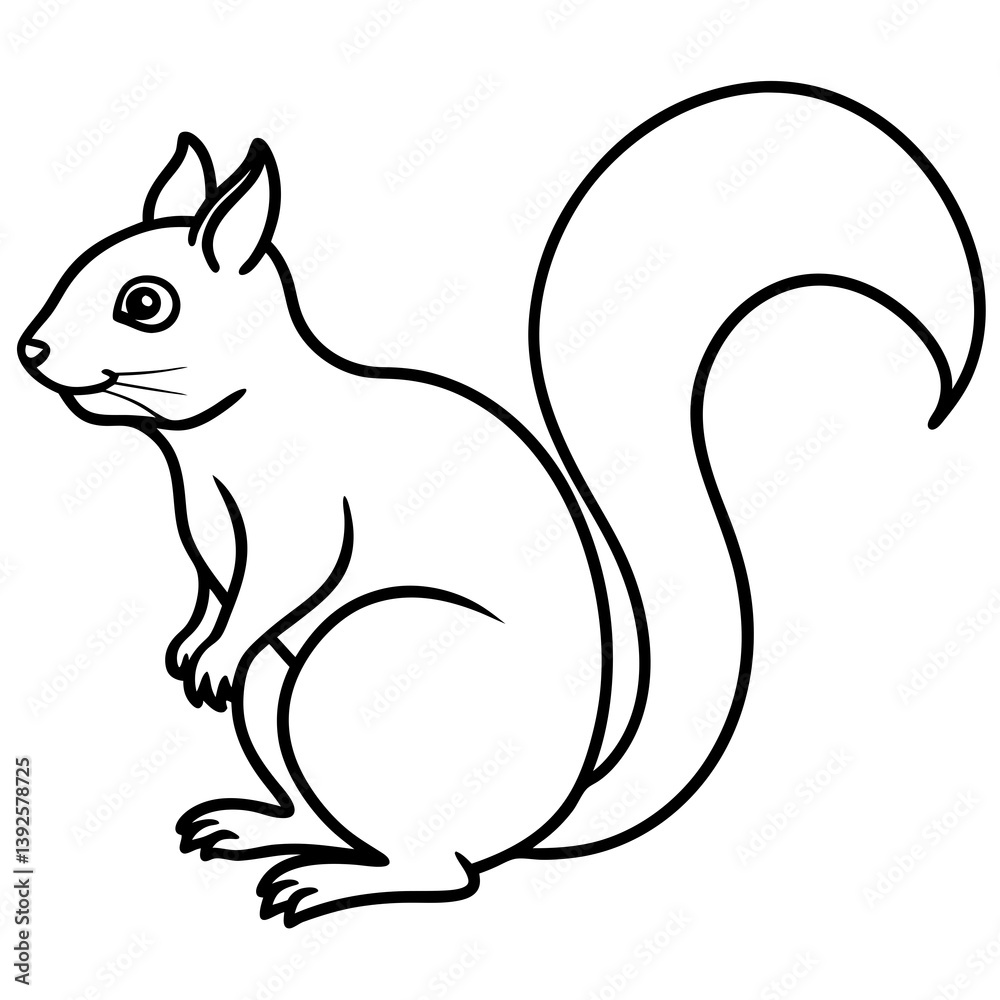 Simple Squirrel Outline Vector Art Simple Squirrel Outline Vector Art
