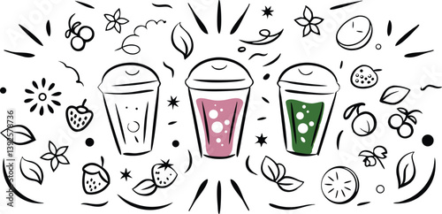 Refreshing Fruit Smoothies Strawberry, Green, and Berry Drinks