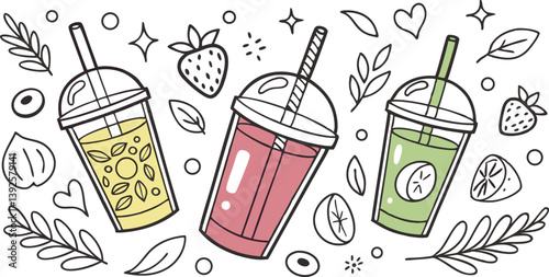 Refreshing Summer Fruit Smoothies Strawberry, Lemon, Hazelnut Drinks