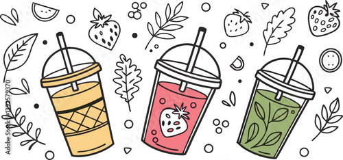 Refreshing Summer Fruit Smoothies Strawberry, Mango, and Green