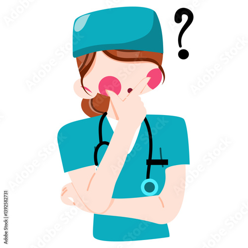 doctor with stethoscope be confused or thinking expression