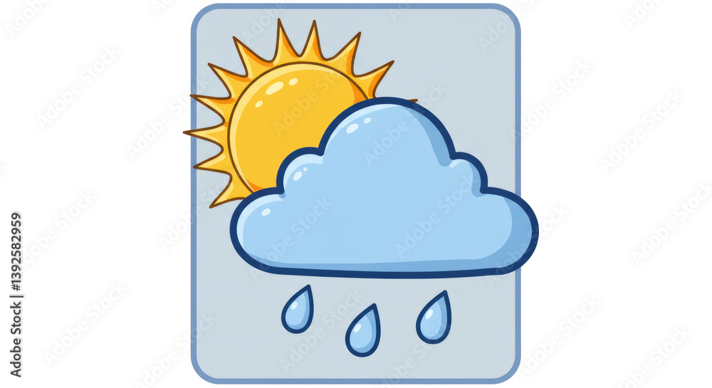 Isolated Weather Icon Representing Rainy Sunny Day Isolated Weather Icon Representing Rainy Sunny Day