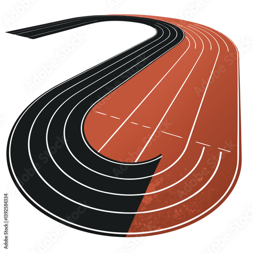 Athletic Track Illustration Showing Lanes And Curve Ideal For Sports And Fitness Designs