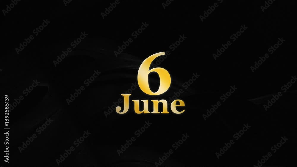 Stylish 6th June, 6 June Golden Letter Logo