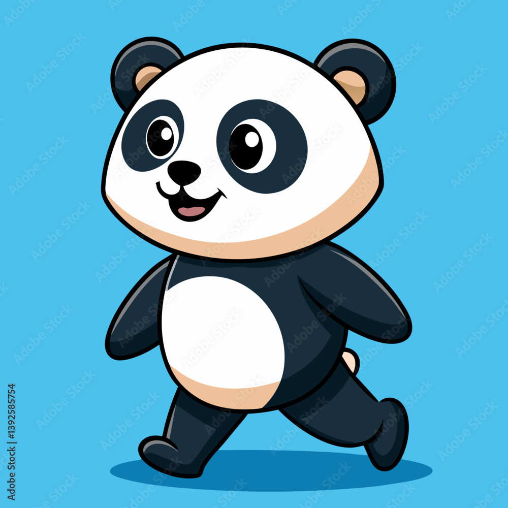 Naklejka premium Adorable Cute Panda Walking Vector Illustration | Kawaii Animal Clipart for Kids & Design Projects